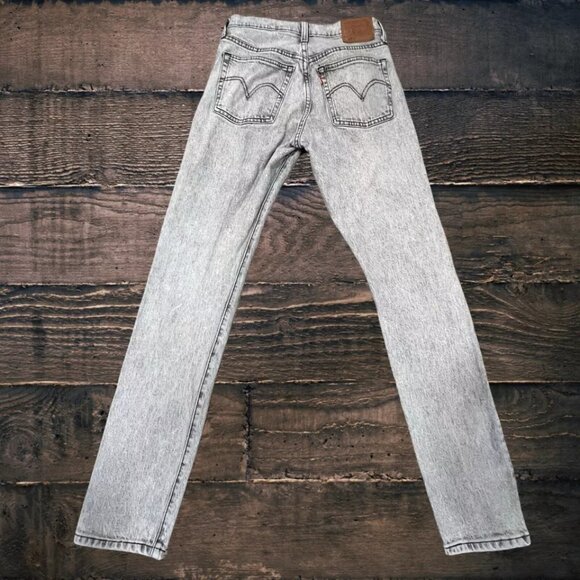 LEVI'S 501 S Men's Jeans Grey Skinny Straight Leg‎ Button Fly Vintage Wash 25X29 - Picture 10 of 15